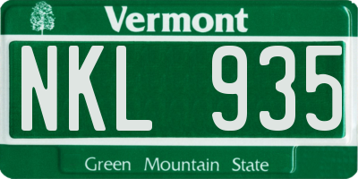 VT license plate NKL935