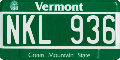VT license plate NKL936