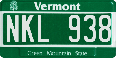VT license plate NKL938