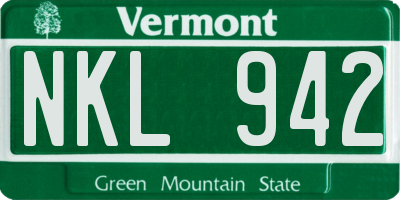 VT license plate NKL942