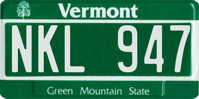 VT license plate NKL947