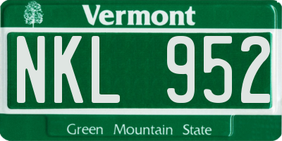 VT license plate NKL952