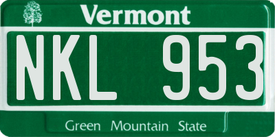 VT license plate NKL953