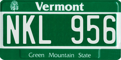 VT license plate NKL956