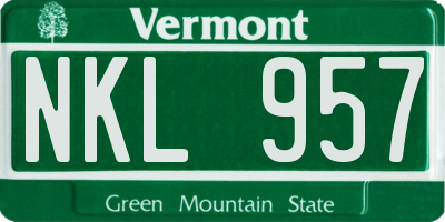 VT license plate NKL957