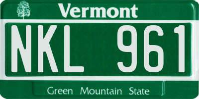 VT license plate NKL961