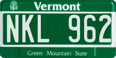 VT license plate NKL962