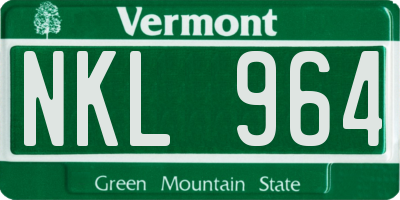 VT license plate NKL964