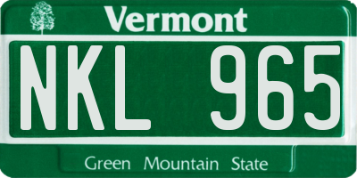 VT license plate NKL965