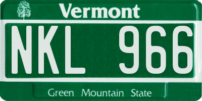 VT license plate NKL966