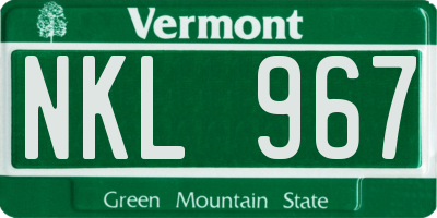 VT license plate NKL967