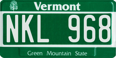 VT license plate NKL968