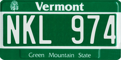 VT license plate NKL974