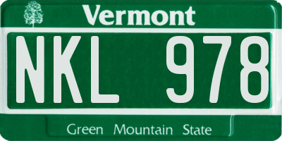 VT license plate NKL978