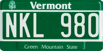 VT license plate NKL980