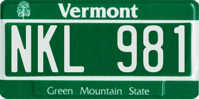 VT license plate NKL981