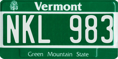 VT license plate NKL983