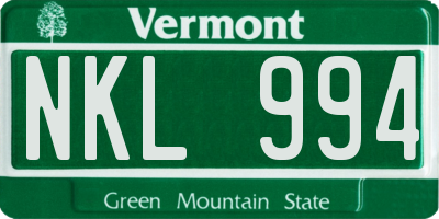 VT license plate NKL994