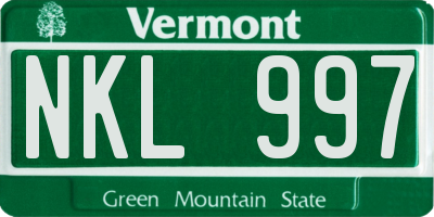 VT license plate NKL997
