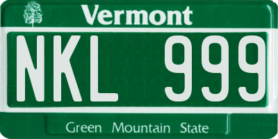 VT license plate NKL999