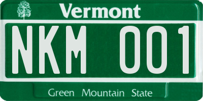 VT license plate NKM001