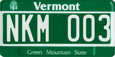 VT license plate NKM003