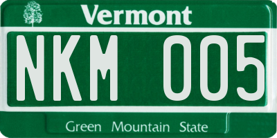 VT license plate NKM005