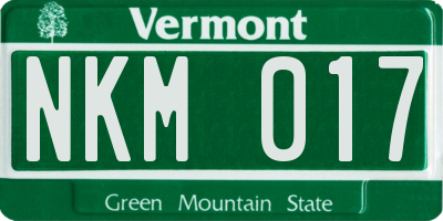 VT license plate NKM017