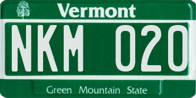 VT license plate NKM020