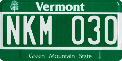 VT license plate NKM030