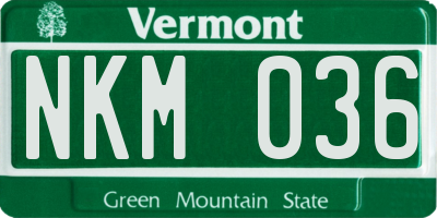 VT license plate NKM036