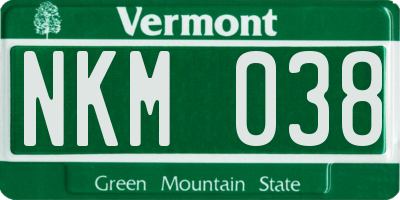 VT license plate NKM038