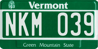 VT license plate NKM039