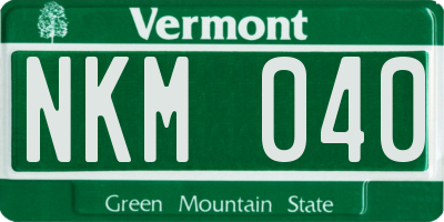 VT license plate NKM040