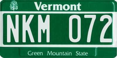 VT license plate NKM072
