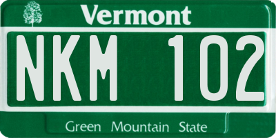 VT license plate NKM102