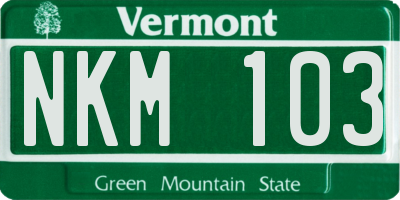 VT license plate NKM103