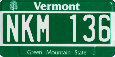 VT license plate NKM136