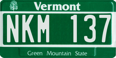 VT license plate NKM137