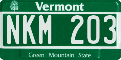VT license plate NKM203