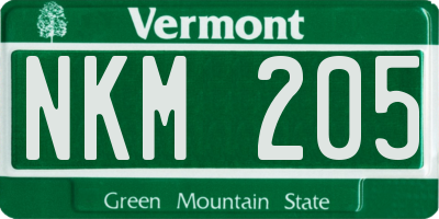 VT license plate NKM205
