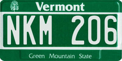 VT license plate NKM206