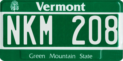 VT license plate NKM208