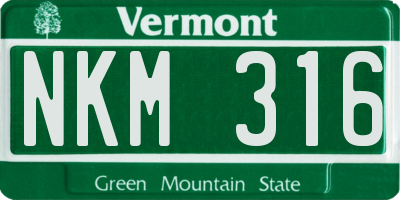 VT license plate NKM316