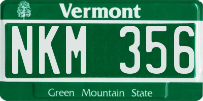 VT license plate NKM356
