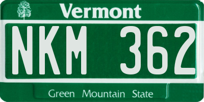 VT license plate NKM362