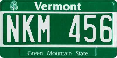 VT license plate NKM456