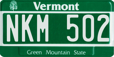 VT license plate NKM502