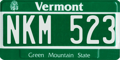 VT license plate NKM523