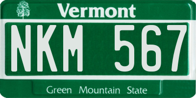 VT license plate NKM567